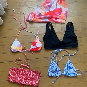 Swim bundle!! 4 small bikini tops+1 sheer bottom cover up